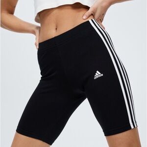 adidas Black Bike Shorts with White 3-Stripes